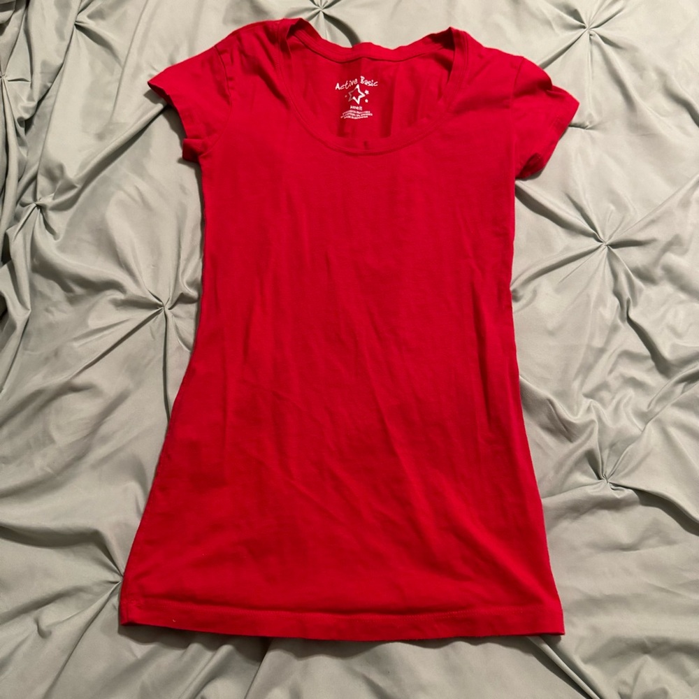Active Basic Red Short Sleeve Tee